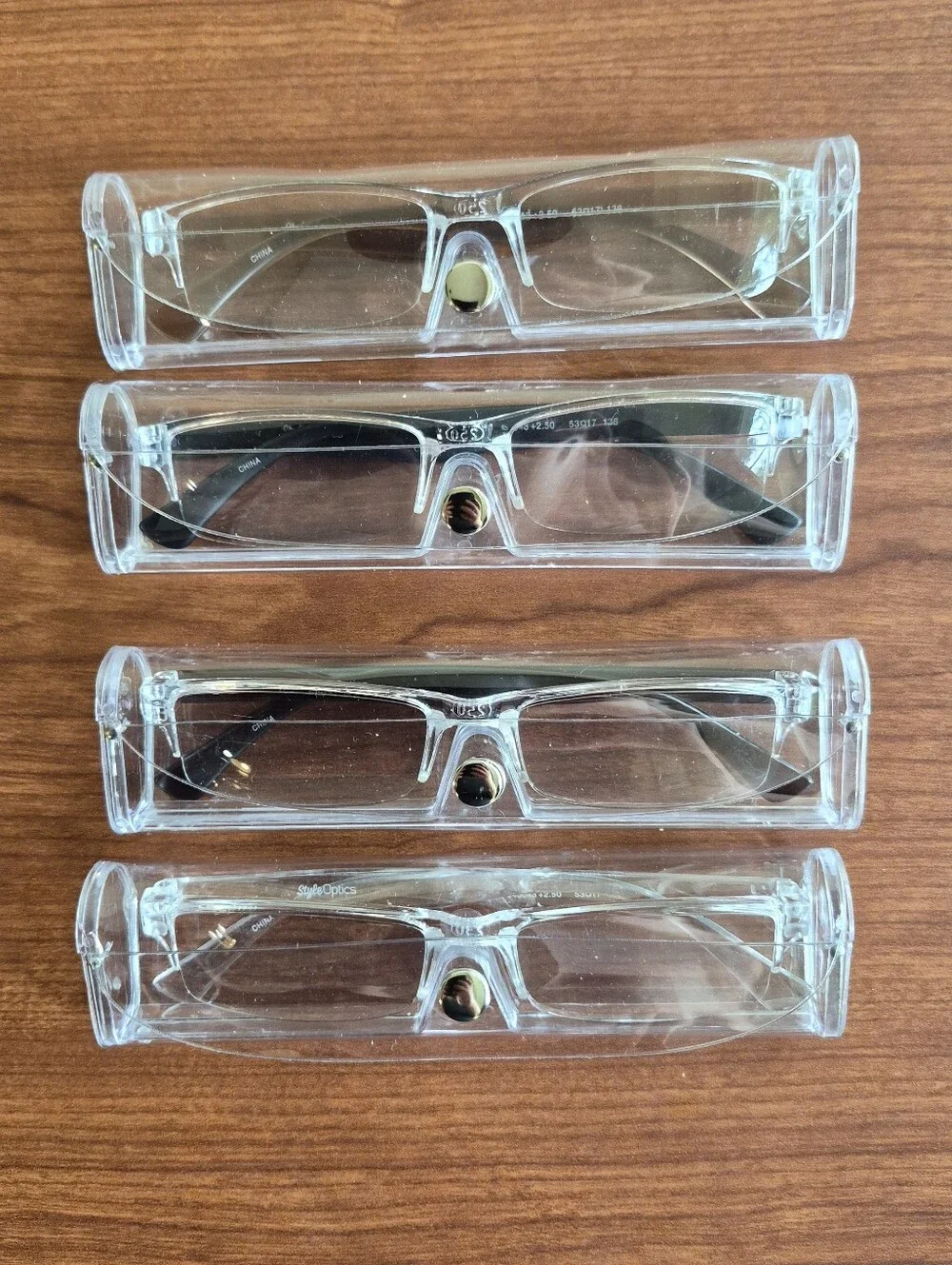 4 NEW +2.50 Reading Glasses w/Cases Browns Black Clear Style Optics